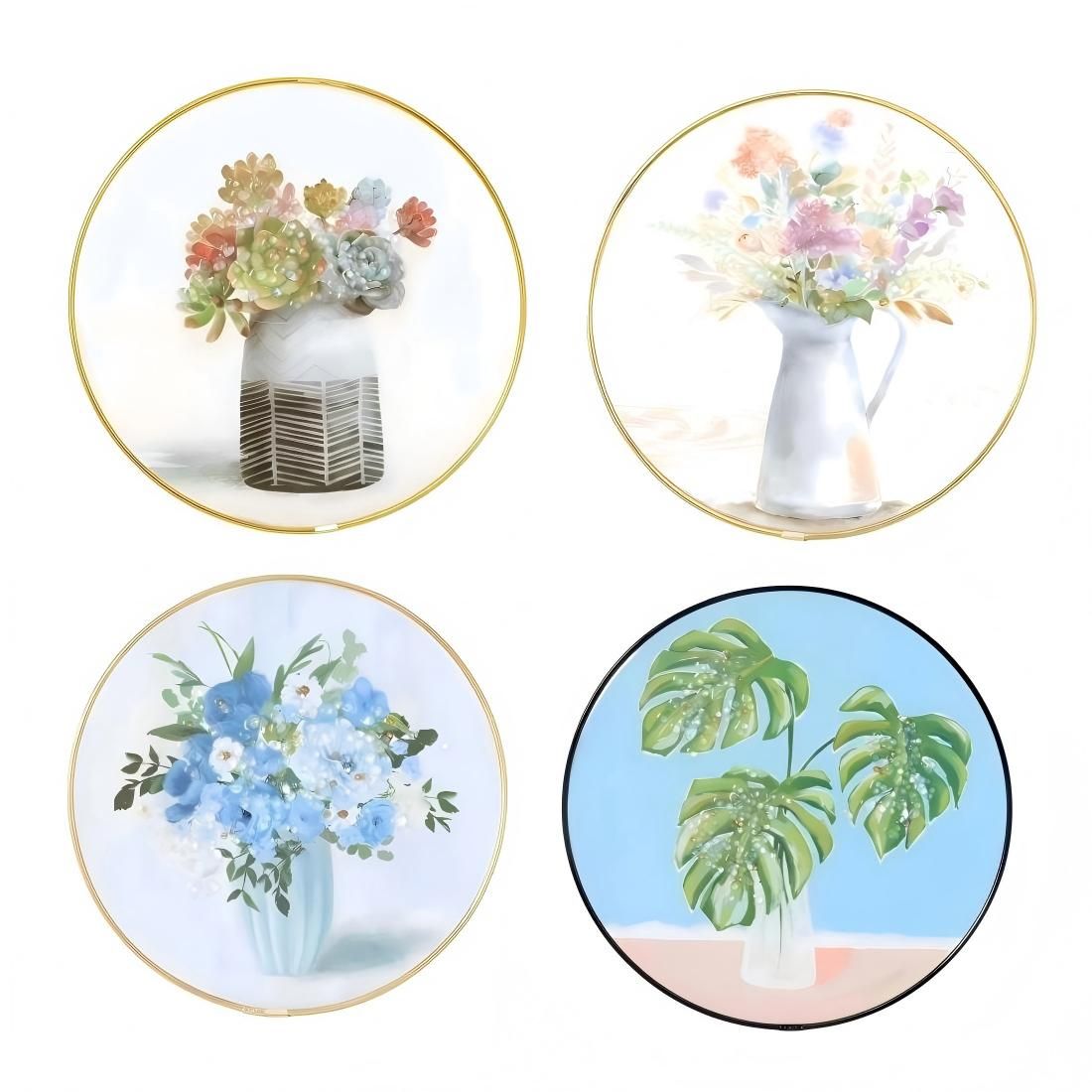 s-zoom.filetakealot-103353448-1.jpg 3D Effect Embellished Crystal Porcelain Wall Art, Home Decor, 4 Pieces - Image 1