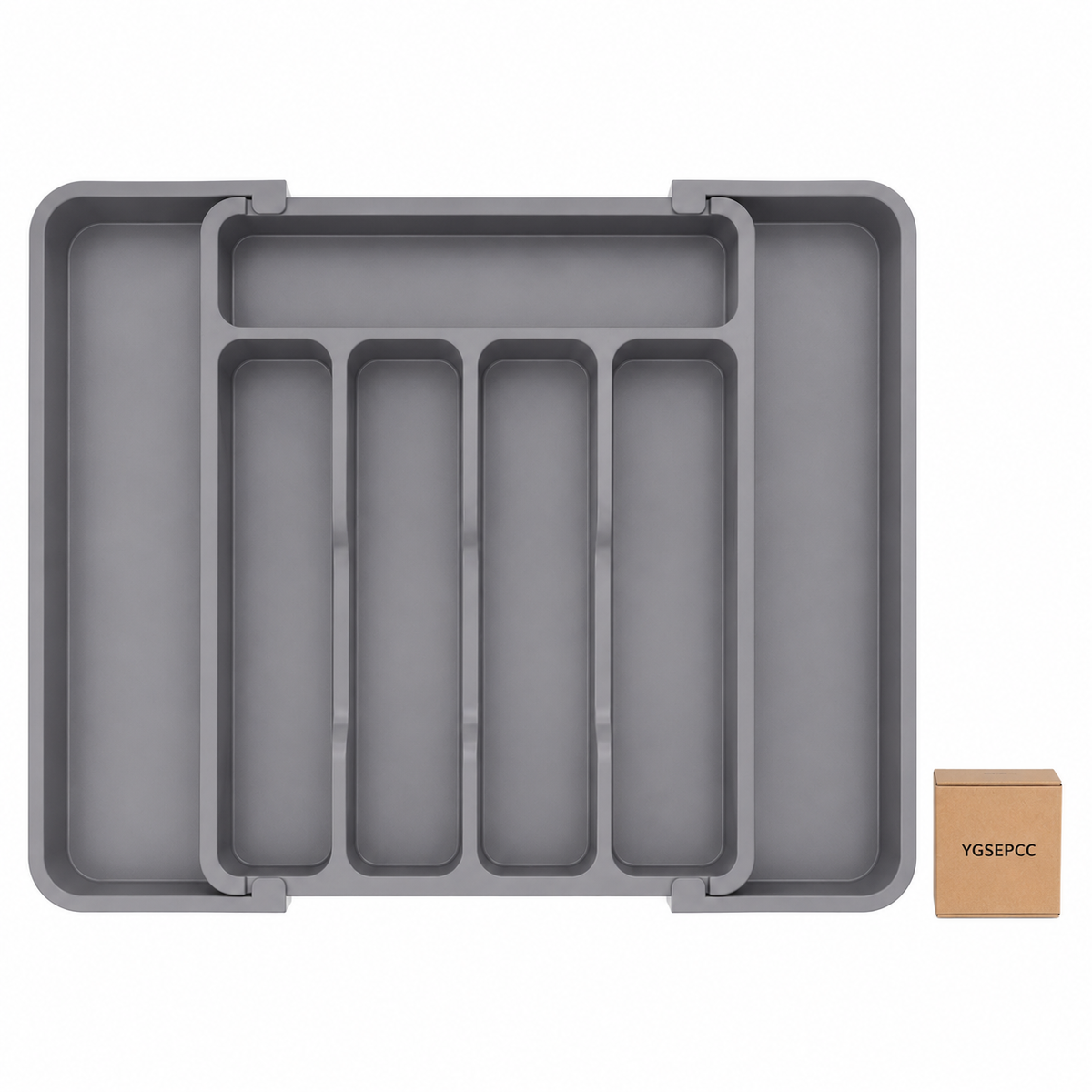 s-zoom.filetakealot-103361107-1.png YGSEPCC Grey Expandable Silverware Drawer Organizer, Kitchen Utensil Tray - Image 1