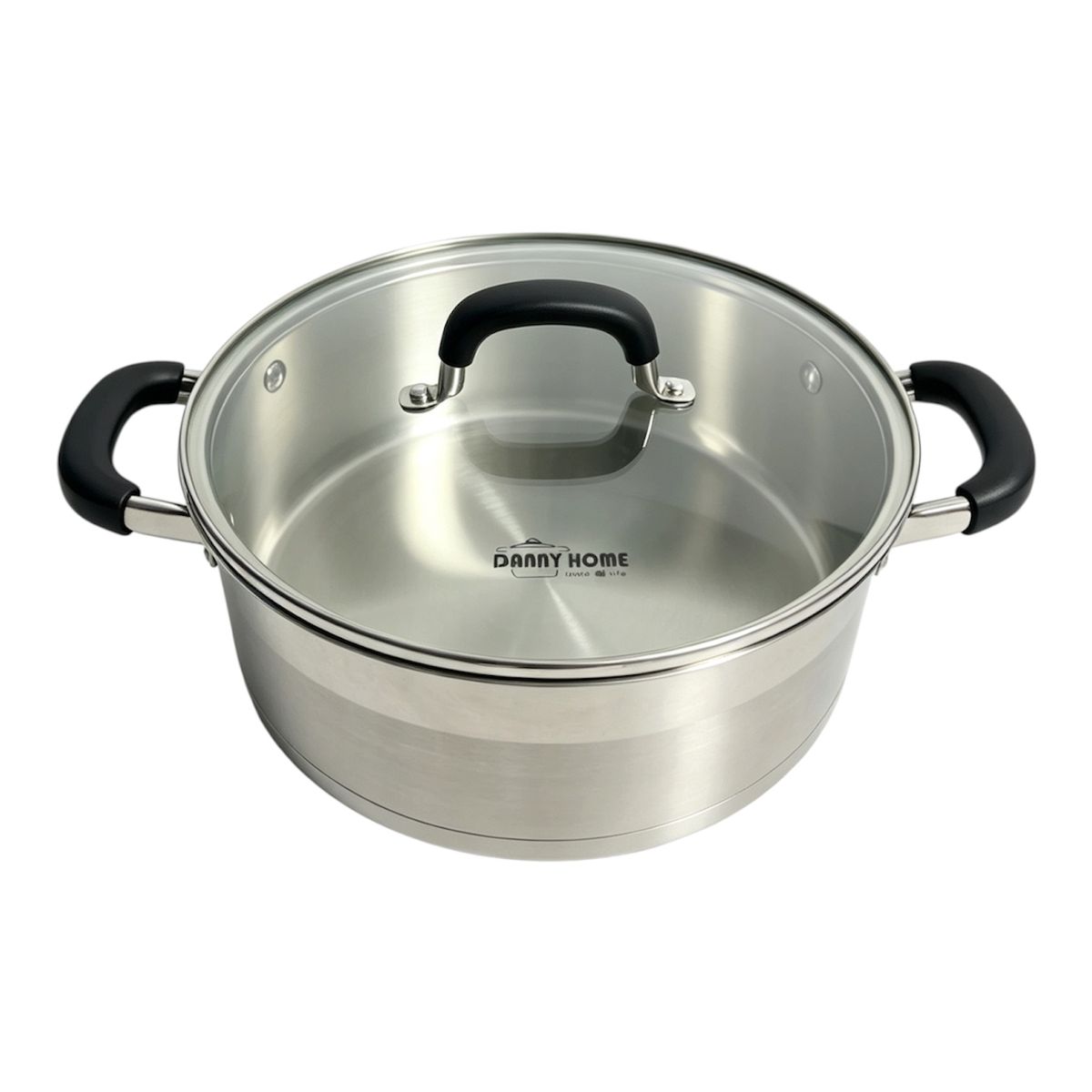 s-zoom.filetakealot-103376244-1.jpg Danny Home 3.9L Stainless Steel Casserole with Lid 24cm-DH17-24B - Image 1