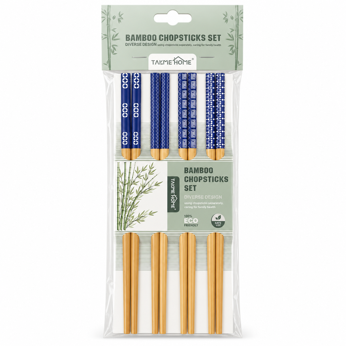 s-zoom.filetakealot-103450077-1.png Bamboo Chopsticks Set, Diverse Design, 4 Pairs - Image 1