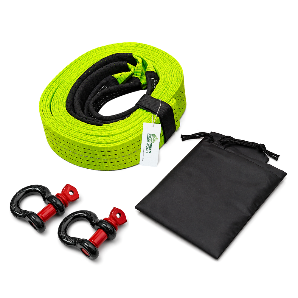s-zoom.filetakealot-103468305-1.png Greenwood 9-Meter 10 Ton Tow Strap -Recovery Strap with A3 Steel Shackles - Image 1