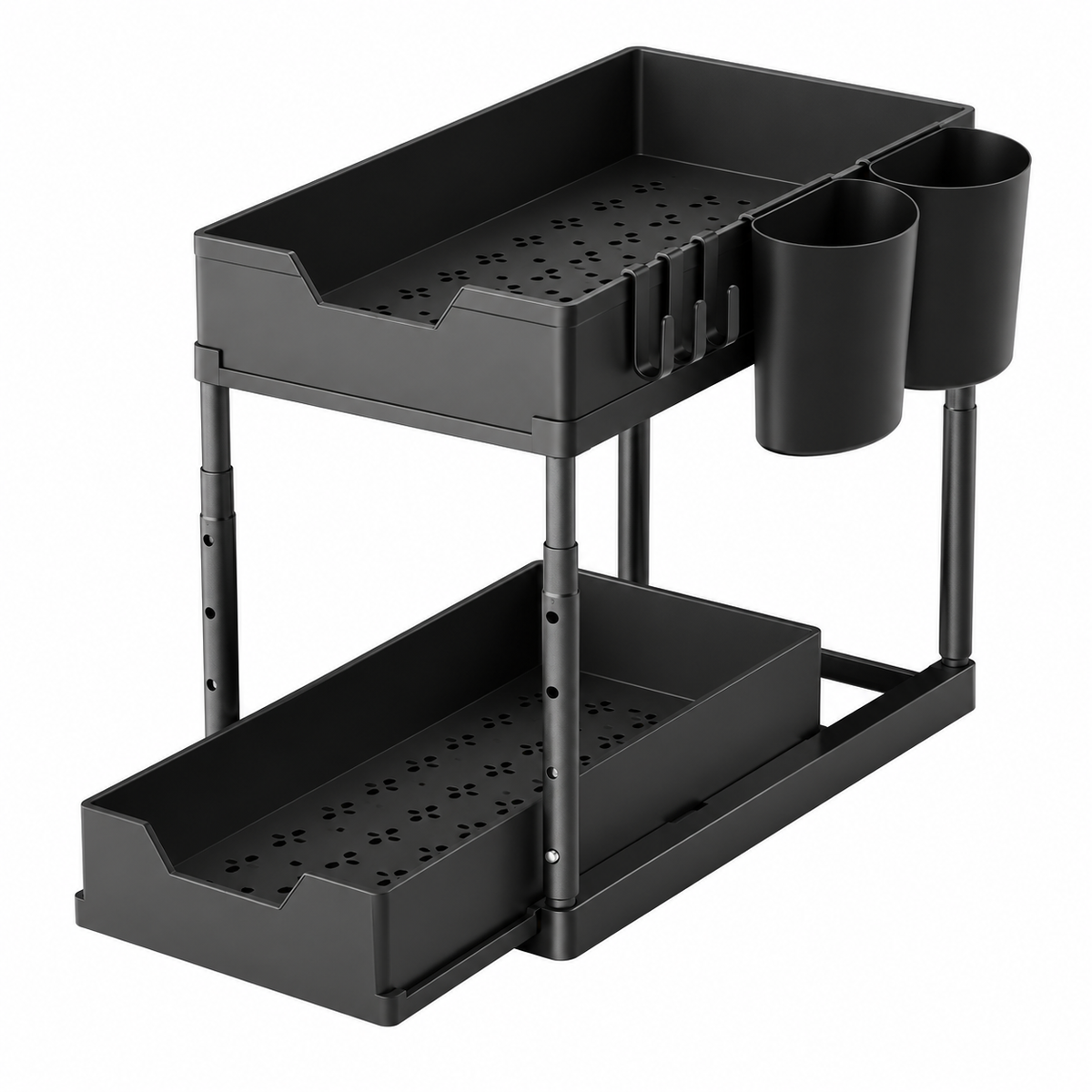 s-zoom.filetakealot-103468405-1.png Under Sink Organizer 2-Tier Pull-Out Sliding Rack Kitchen Bathroom Cabinet - Image 1