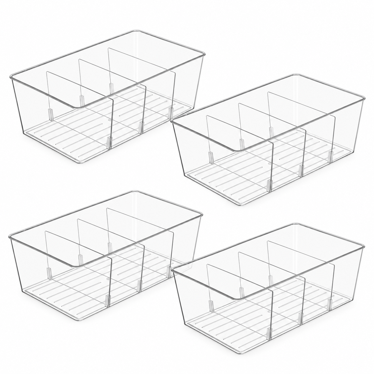 s-zoom.filetakealot-103502163-1.png SKY-TOUCH Clear Pantry Organiser Baskets with Dividers - 4 Pack - Image 1