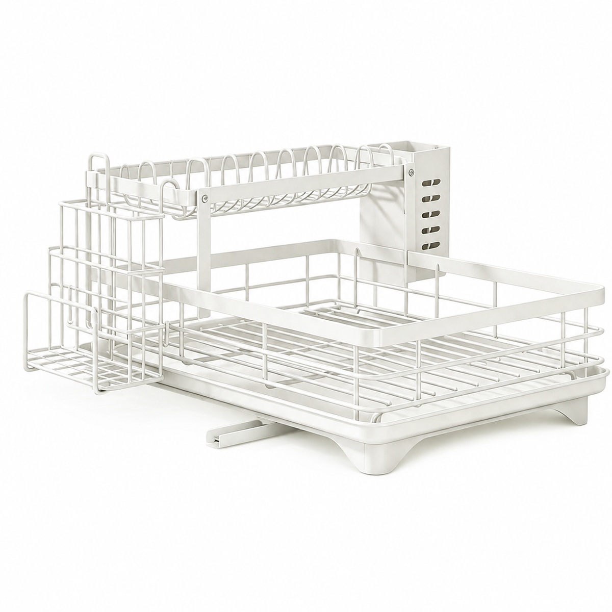s-zoom.filetakealot-103504232-1.png Carbon Steel Coated Dish Drying Rack With Drainboard And Utensil Holder - Image 1