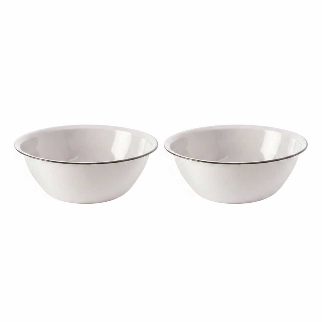 s-zoom.filetakealot-103511864-1.png Enamel Mixing Bowl 20cm - White Kitchen Essential for Food Prep - 2 Pack - Image 1