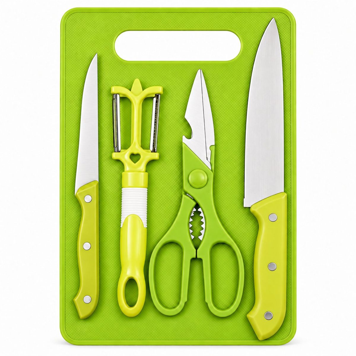 s-zoom.filetakealot-103538784-1.jpg 5-Piece Kitchen Cutting Set with Board, Knives, Peeler & Scissors - Image 1