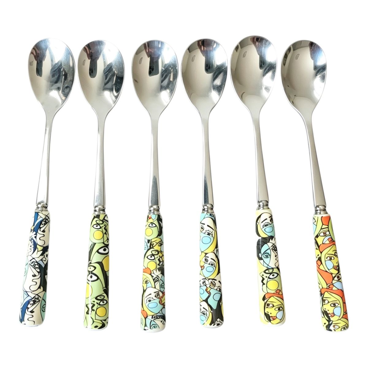 s-zoom.filetakealot-103627451-1.jpg Danny Home 6 Piece Stainless Steel & Porcelain Spoons Set-PCS007 - Image 1