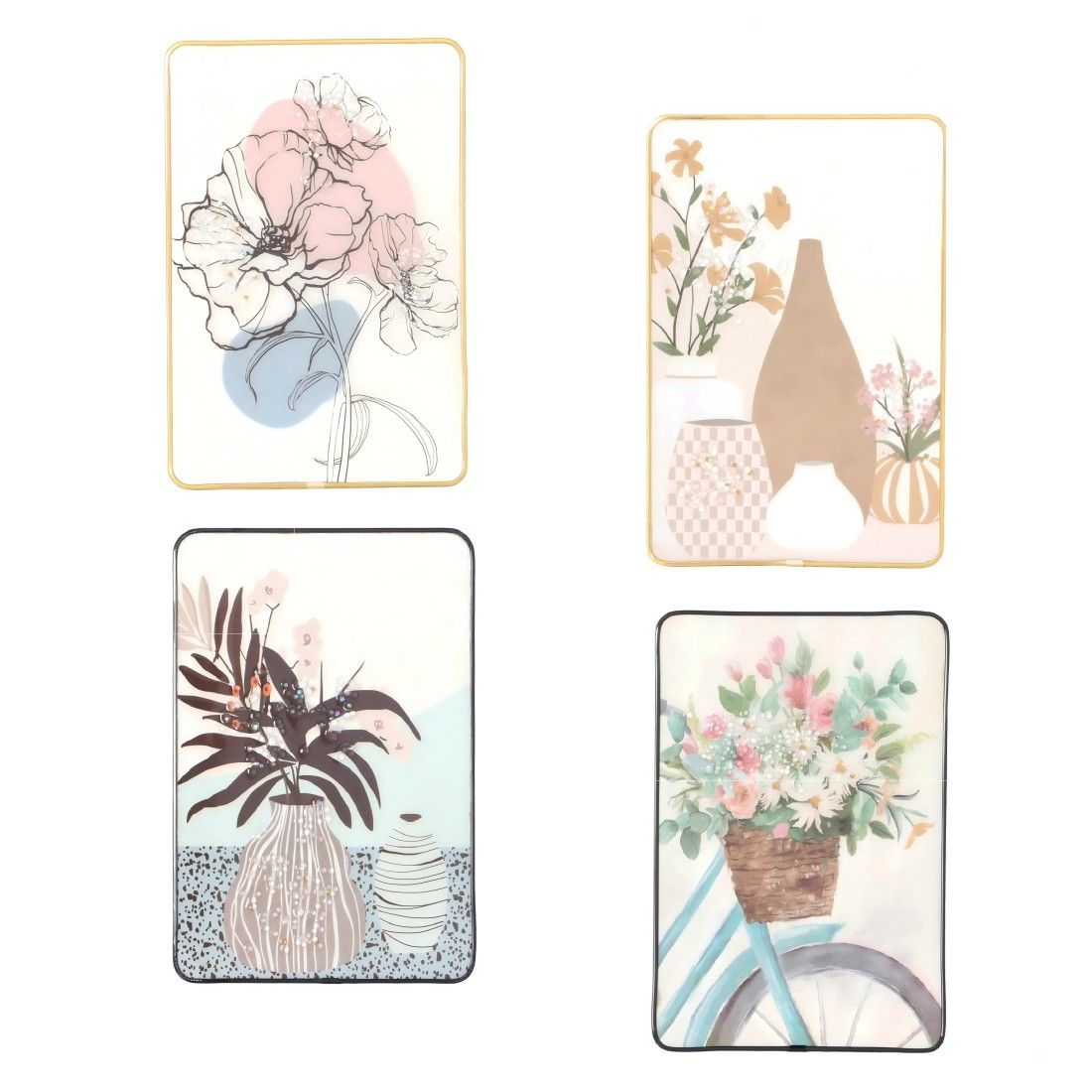 s-zoom.filetakealot-103632017-1.jpg 3D Effect Embellished Crystal Porcelain Wall Art,Sparkling Home Decor,4pcs - Image 1