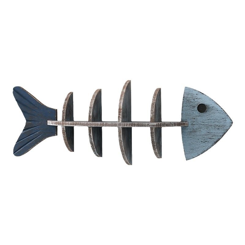 s-zoom.filetakealot-103717443-1.jpg Wooden Fish Wall Shelf, Fish Beach Decor Display Shelf, Mounted Organizer - Image 1