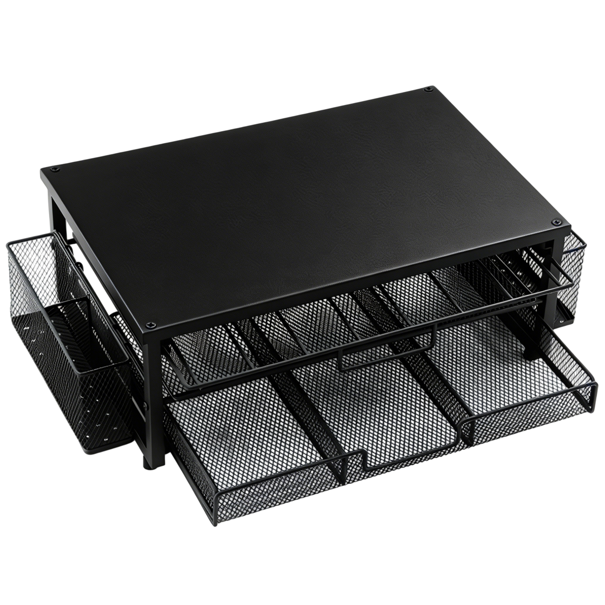 s-zoom.filetakealot-103728023-1.png 2 Tier K Cup Organizer with Sliding Drawer & Side Baskets Holds 63 Pods - Image 1