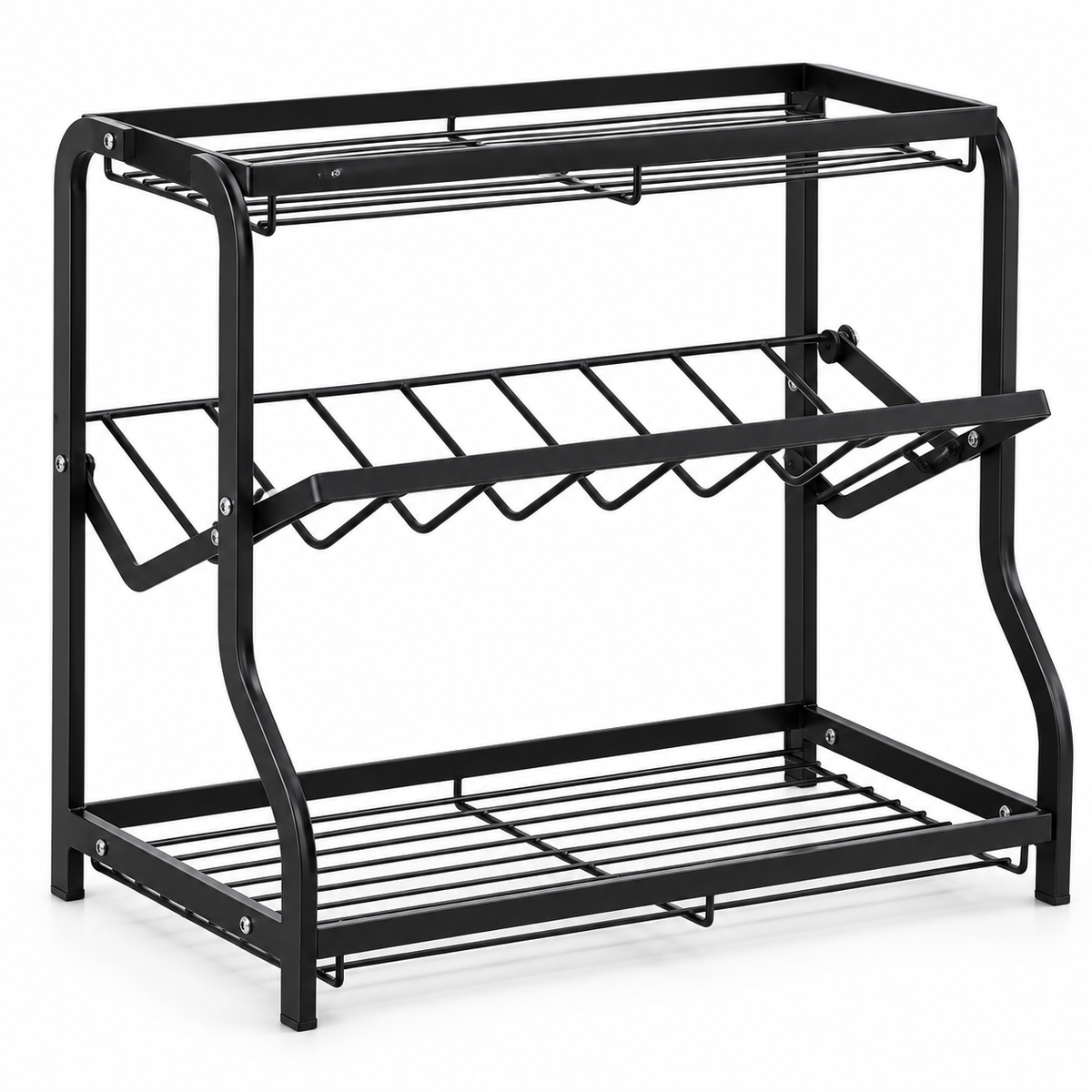 s-zoom.filetakealot-103769624-1.png 3-Tier Countertop Kitchen Storage Rack with Bottle Holder - Black - Image 1