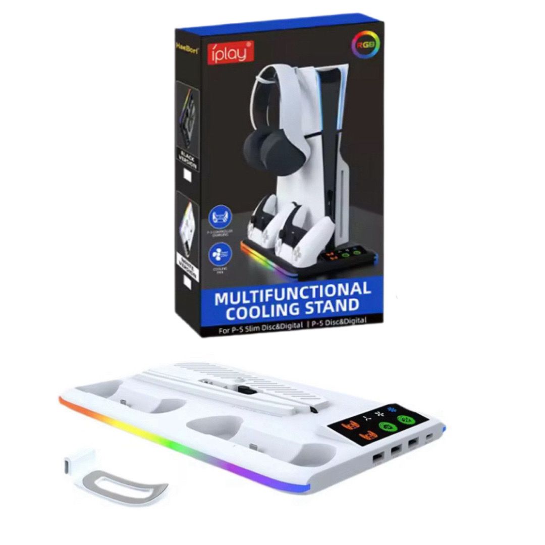 s-zoom.filetakealot-103800306-1.jpg IPLAY | PS5 Pro/Slim/ Cooling Stand with RGB Light & Dual Charging Dock | - Image 1