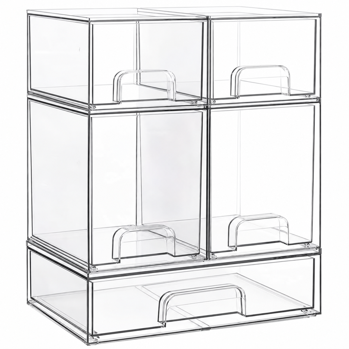 s-zoom.filetakealot-103870811-1.png SKY-TOUCH 5PCS Stackable Clear Storage Drawers Organizer - Image 1
