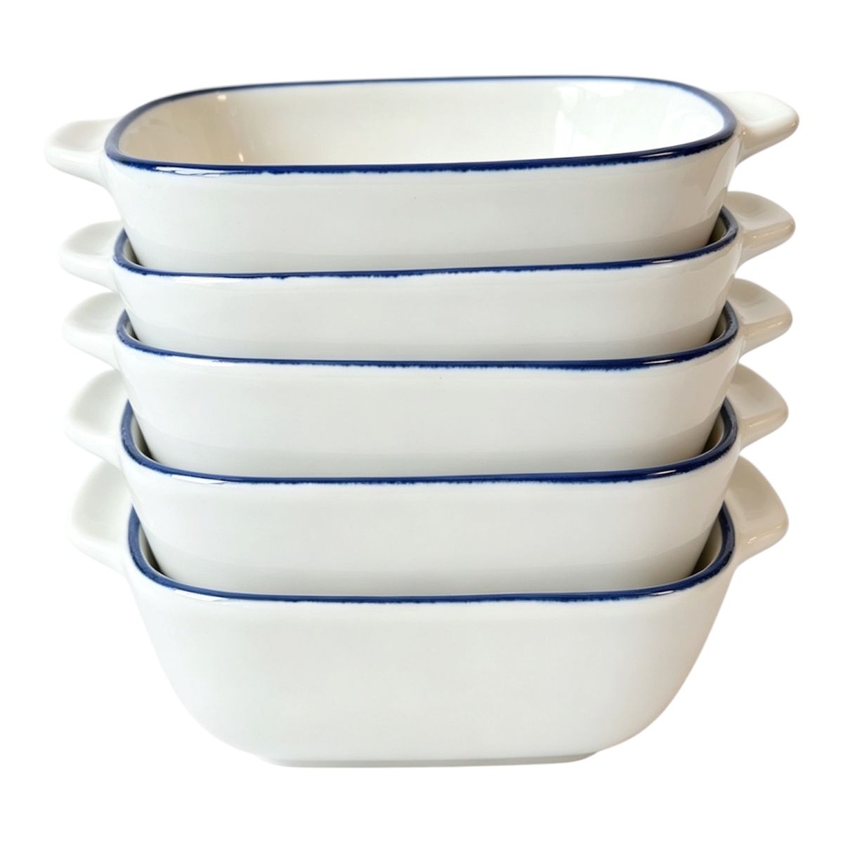 s-zoom.filetakealot-103870814-1.jpg Dannyhome 5 Piece Blue Floral Porcelain Square Baking Dish 6"-033207 - Image 1