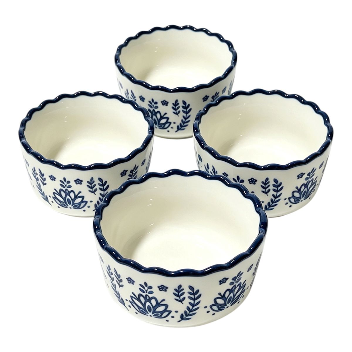 s-zoom.filetakealot-103870816-1.jpg Danny Home 4 Piece Floral Blue&White ceramic baking dish 9.5x5.5cm-SM04-33 - Image 1