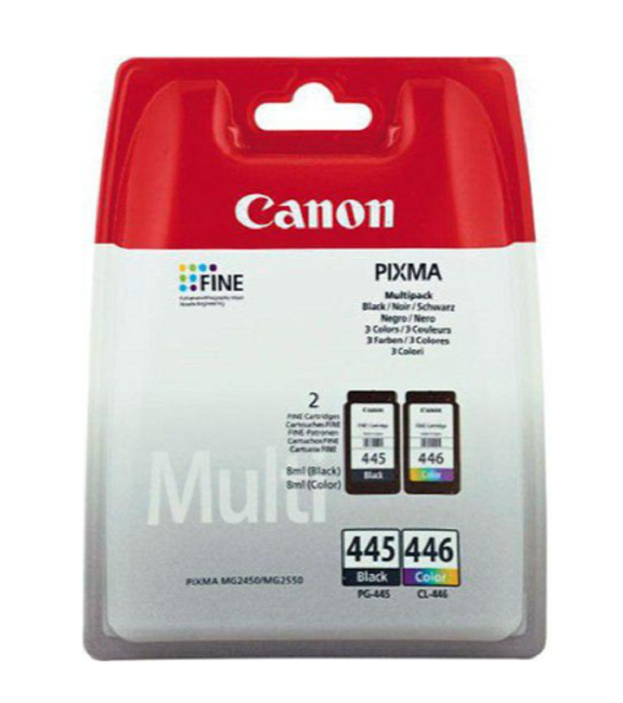 s-zoom.filetakealot-48692689-1.png Canon PG 445 XL/CL446 Original Black 445XL & Tri-Color 446 ink Cartridges (OEM) - Image 1