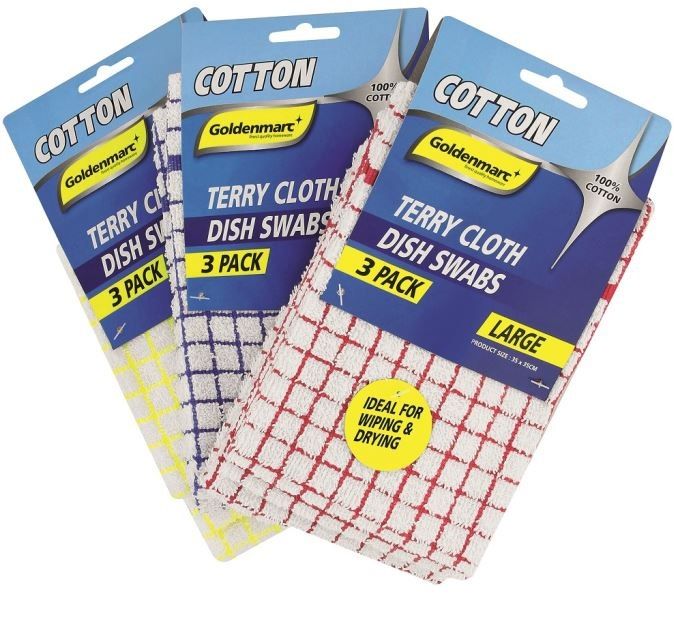 s-zoom.filetakealot-68964656-1.jpg Goldenmarc Terry Dishcloth Swabs - 3 Pack - Image 1