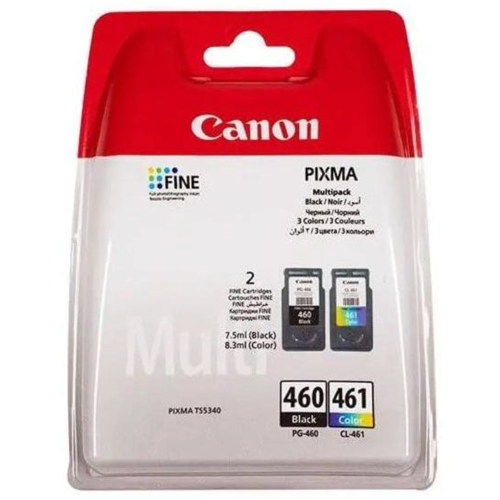 s-zoom.filetakealot-69306761-1.png Canon PG-460 & CL-461 Printer Ink Cartridge Multipack - Black & Colour Ink - Image 1
