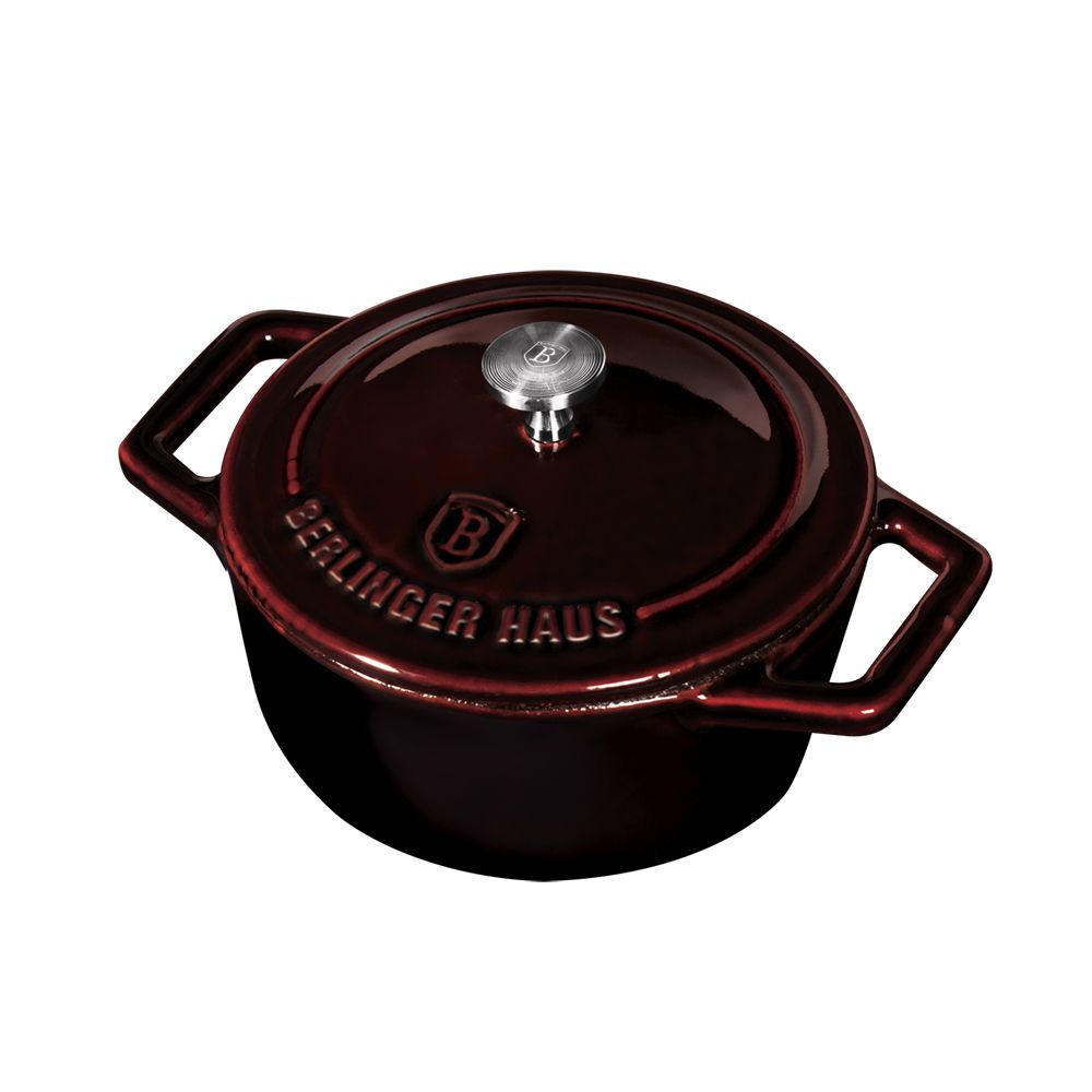 s-zoom.filetakealot-70677883-1.jpg Berlinger Haus 10cm Enamel Coating Oven Safe Mini Pot with Lid - Burgundy - Image 1