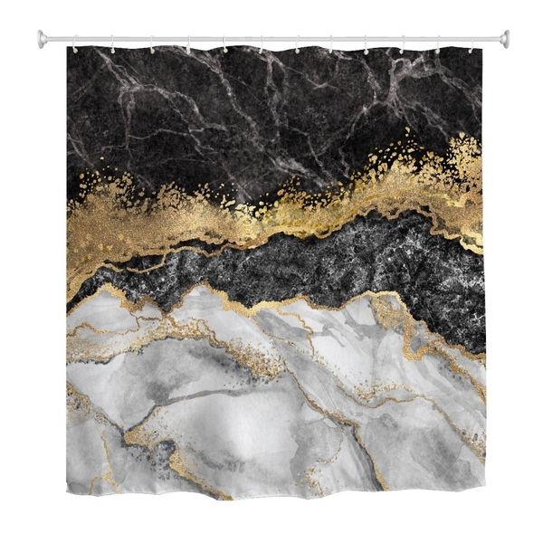 s-zoom.filetakealot-72469940-1.jpg Shower Curtain Modern Custom Design - Marble Black White - Image 1