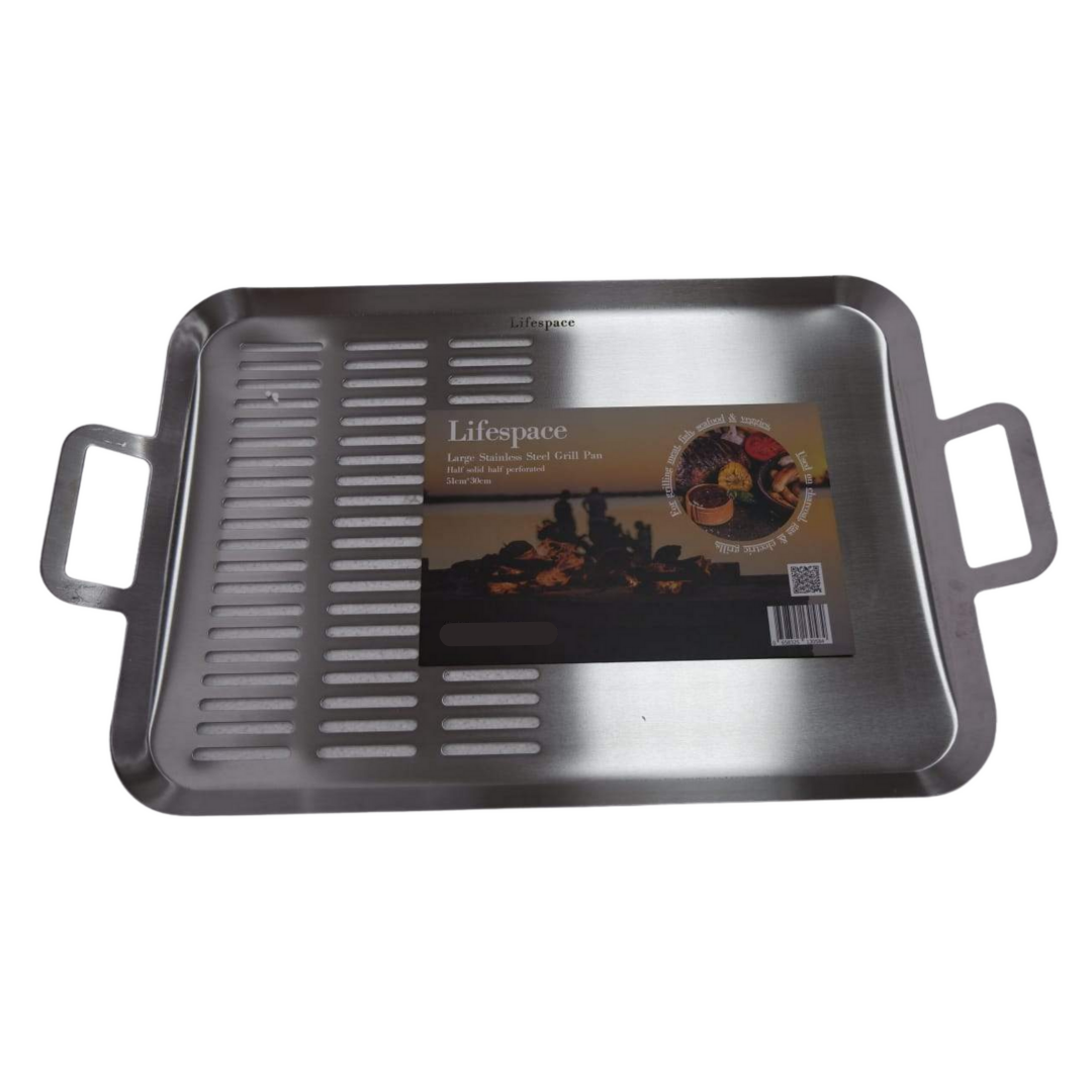s-zoom.filetakealot-73750167-1.png Lifespace Large Braai Breakfast Pan - Half Perforated Base - Image 1