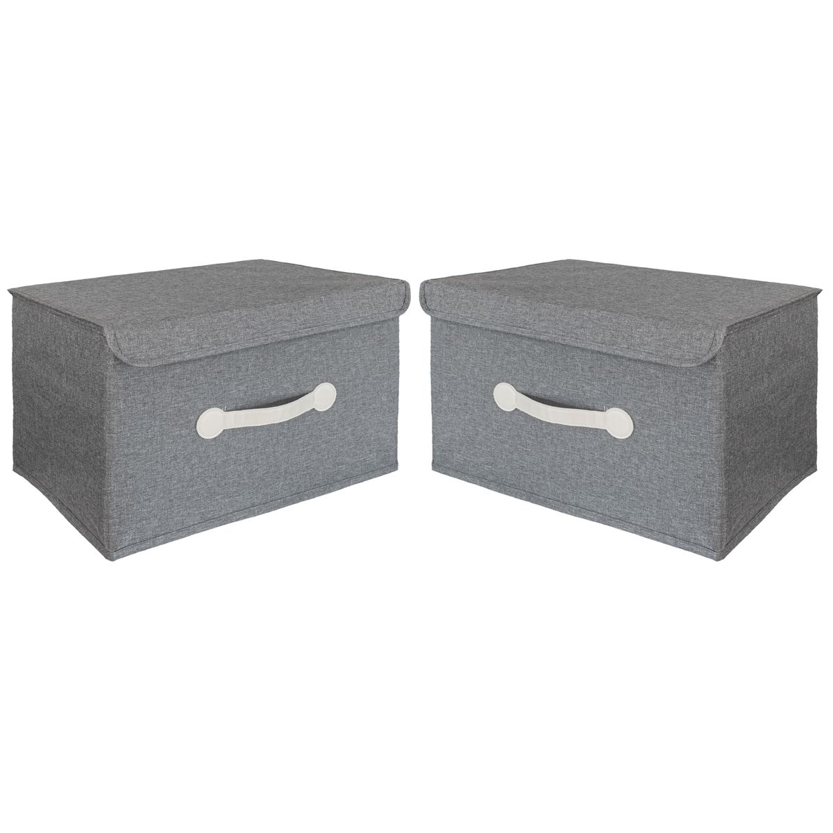s-zoom.filetakealot-73754000-1.jpg Creative Deco Set of 2 Polyester Storage Boxes with Lids - 25Lt Capacity - Image 1