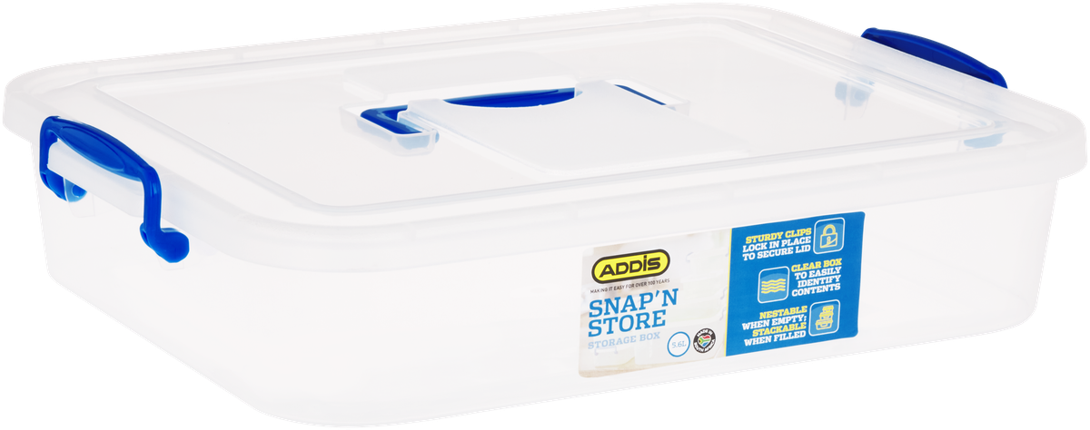 s-zoom.filetakealot-90144991-1.png Addis Snap 'N Store Storage Box with Carry Handle 5.6L - Image 1