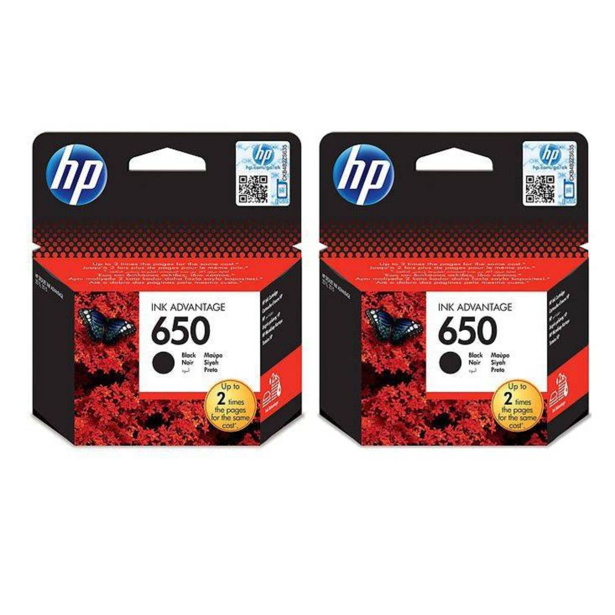 s-zoom.filetakealot-90400372-1.jpg HP 650 Black Ink Cartridge (Blister Pack) - 2 PACK - Image 1
