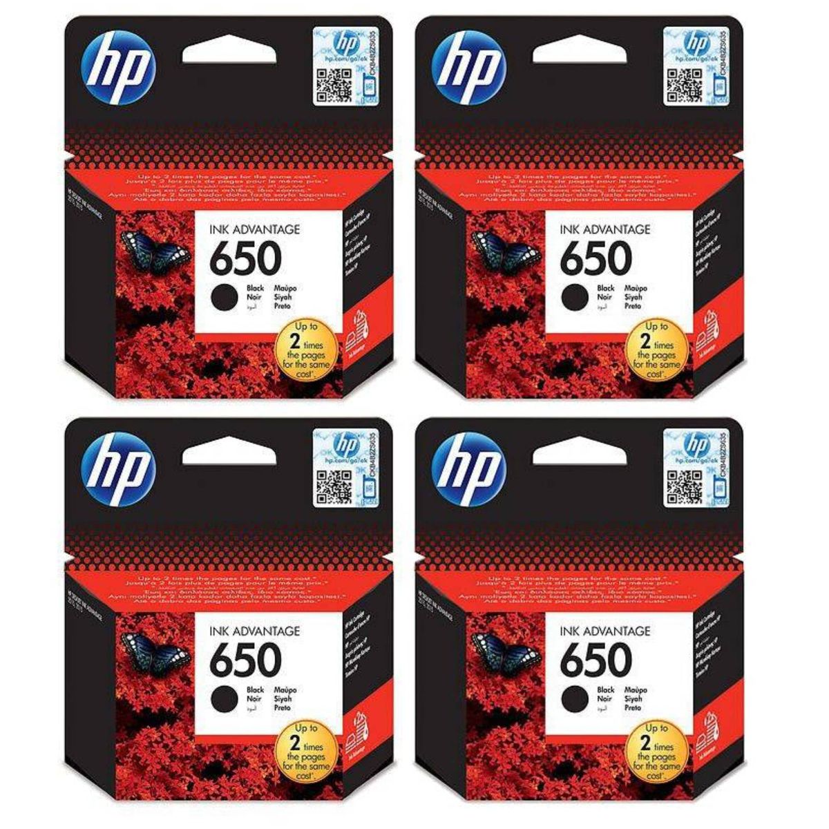 s-zoom.filetakealot-90400377-1.jpg HP 650 Black Ink Cartridge (Blister Pack) - 4 PACK - Image 1