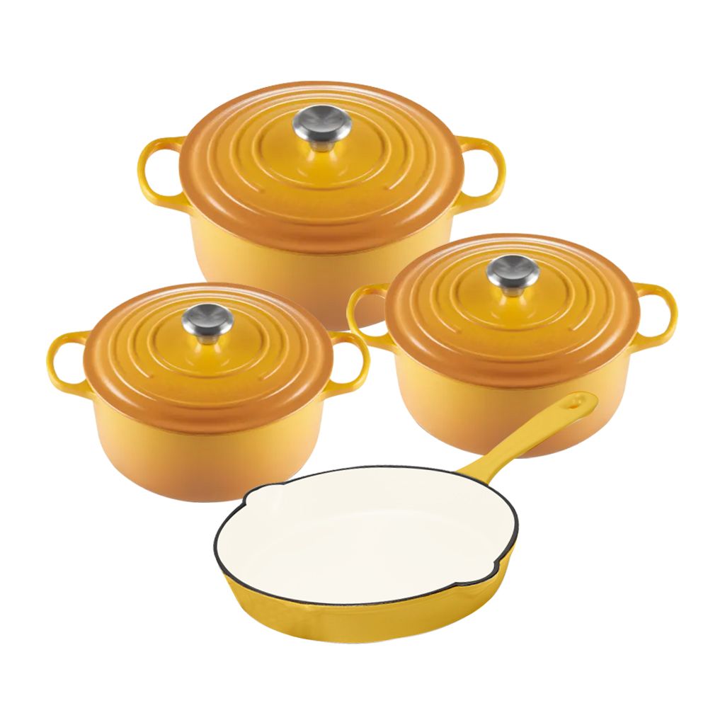 s-zoom.filetakealot-91125650-1.jpg Yellow 7 Piece Cast Iron Dutch Oven Cookware Pot Set - Image 1