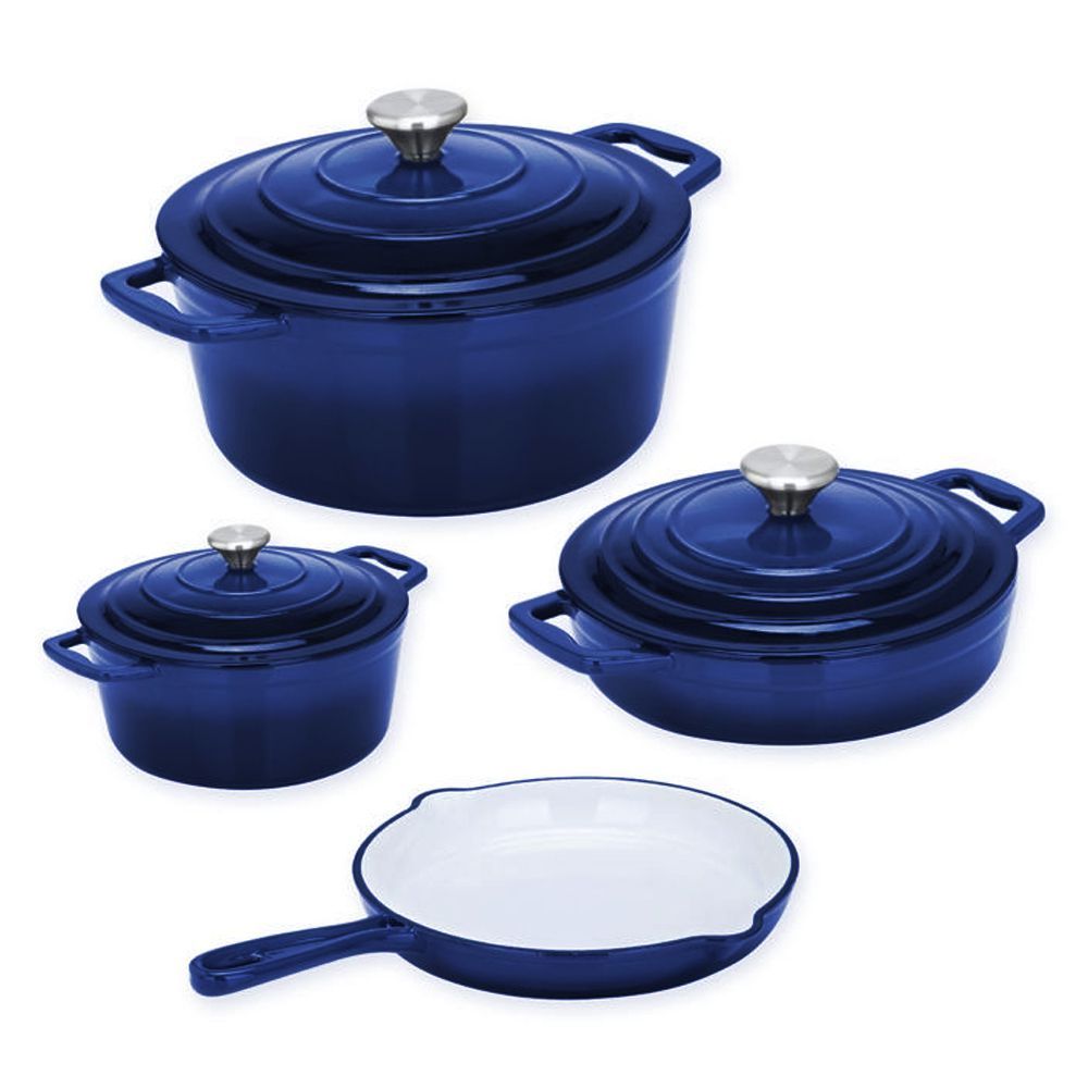 s-zoom.filetakealot-91128149-1.jpg Cast Iron Oven Cookware Pot Set 7 Piece - Dark Blue - Image 1