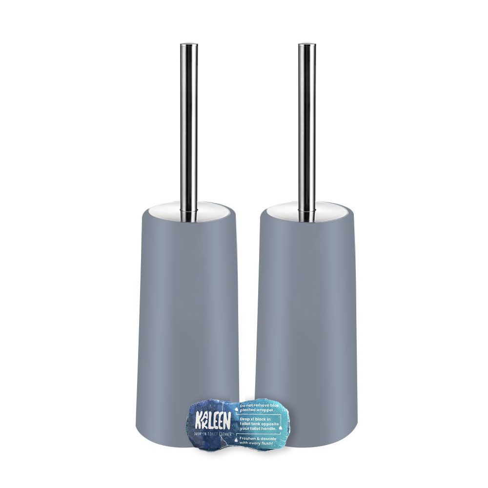 s-zoom.filetakealot-92978924-1.jpg Toilet Brush And Holder Set of Two Grey & 2 Cistern Toilet Blocks - Image 1