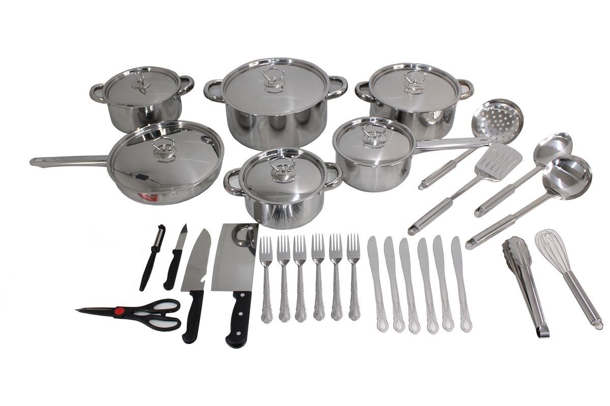 s-zoom.filetakealot-93516229-1.jpg 35 Piece Encapsulated Bottom Stainless Steel Cookware & Kitchen Tools Set - Image 1