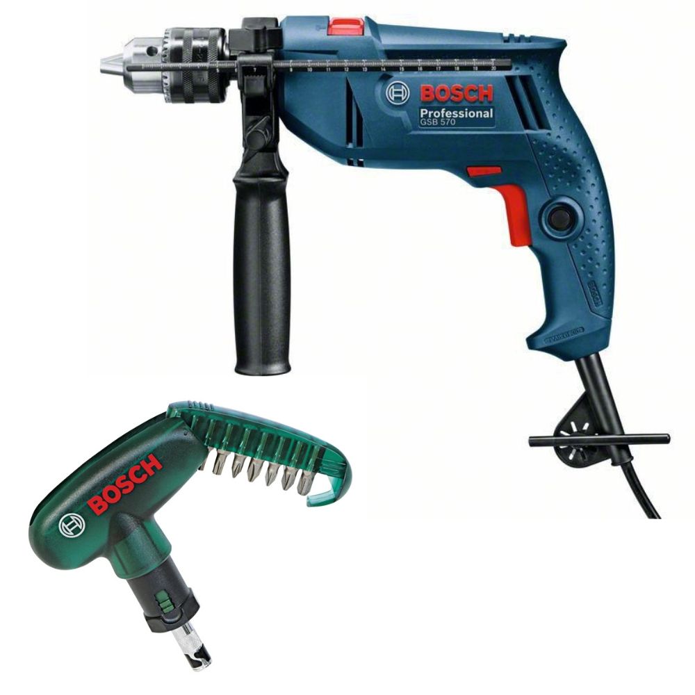 s-zoom.filetakealot-93929383-1.jpg Bosch - Impact Drill (GSB 570) with 10 Piece Pocket Screwdriver Bit Set - Image 1