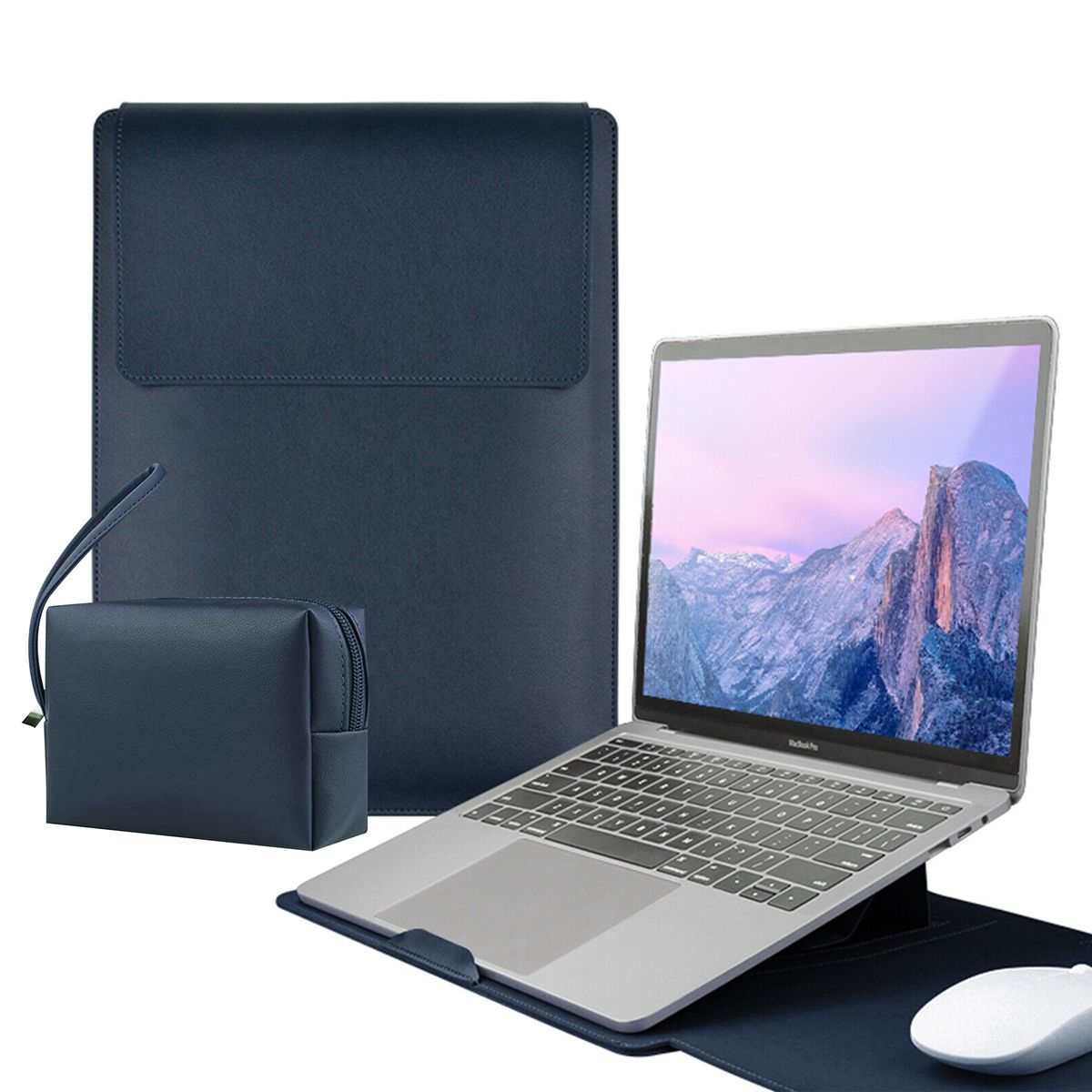 s-zoom.filetakealot-94711442-1.jpg 14-Inch Leather Laptop Sleeve with Foldable Stand and Power Adapter Pouch - Image 1