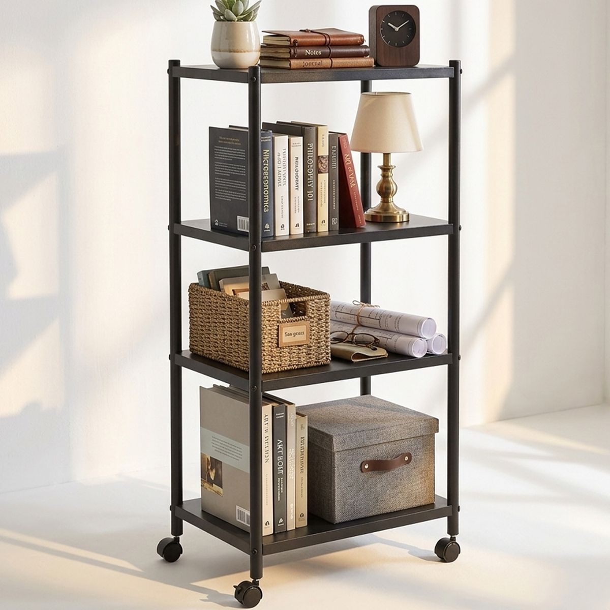 s-zoom.filetakealot-95231479-1.jpg Metal Organizer Shelving with Wheels Storage Shelf Rolling Cart - Image 1