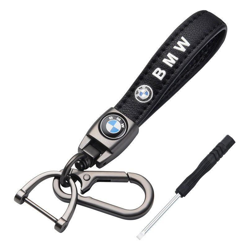 s-zoom.filetakealot-95784532-1.jpg Leather Car Keychain Keyring With Mini Screwdriver - Image 1