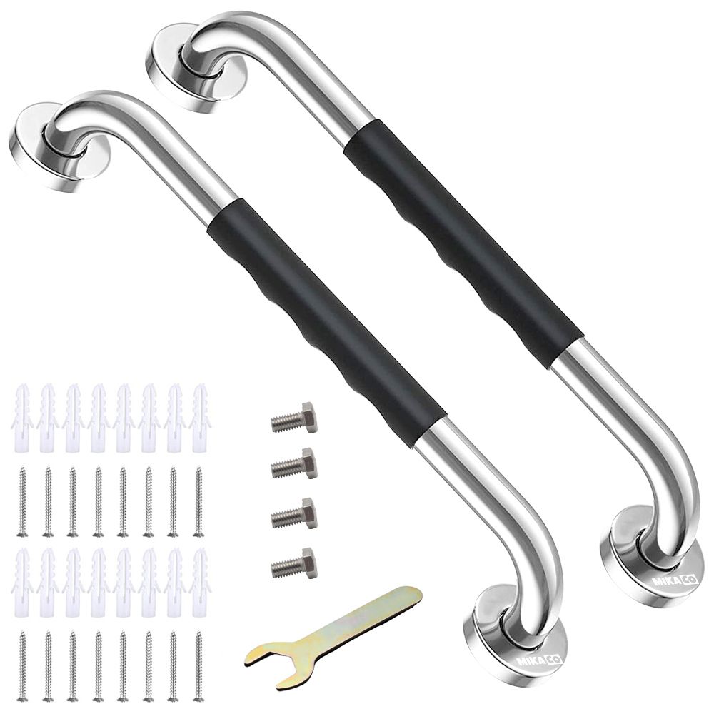 s-zoom.filetakealot-95884218-1.jpg Stainless Steel Bathroom Grab Bar Handrail 2pcs with non-slip rubber-43cm - Image 1