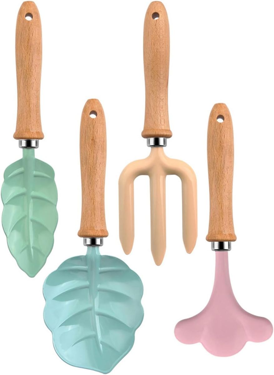 s-zoom.filetakealot-95924807-1.jpg 4 Pc Kids Gardening Accessory Set Wooden Handles Beach Play Outdoor Toys - Image 1