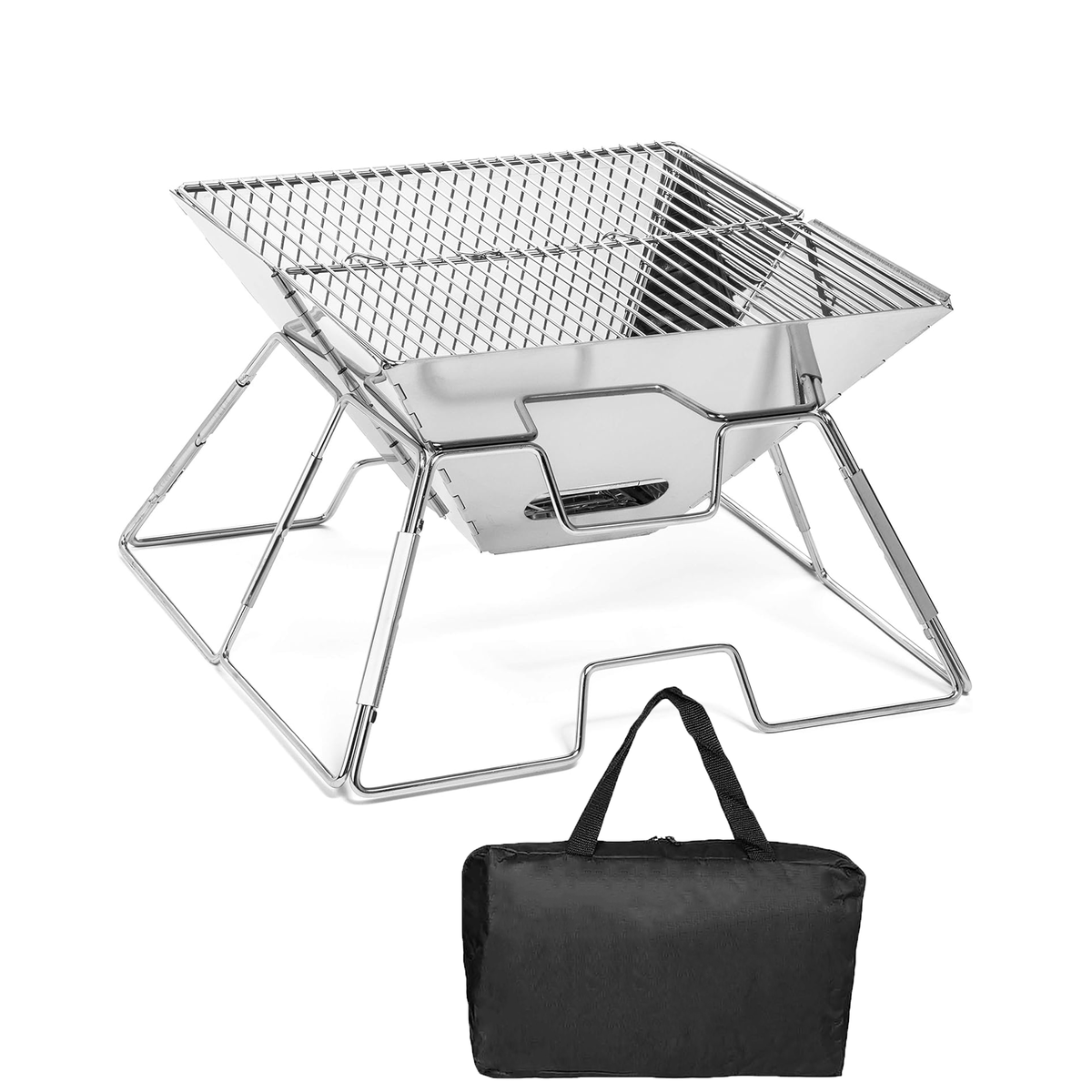 s-zoom.filetakealot-95960141-1.png BBQ Grill Portable Stainless Steel Foldable with Bag for Camping Outdoor - Image 1