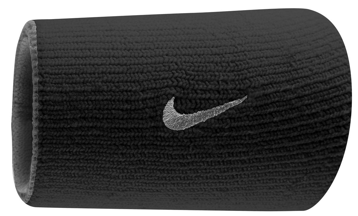 s-zoom.filetakealot-95963014-1.jpg Nike Dri-Fit Doublewide Wristband Home & Away - 2 Pack - Black and Grey - Image 1