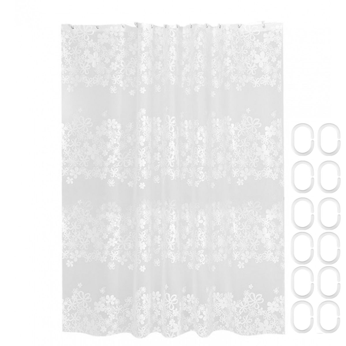 s-zoom.filetakealot-96314529-1.jpg 180cm Snowflake Premium Shower Curtain With Hooks - Image 1