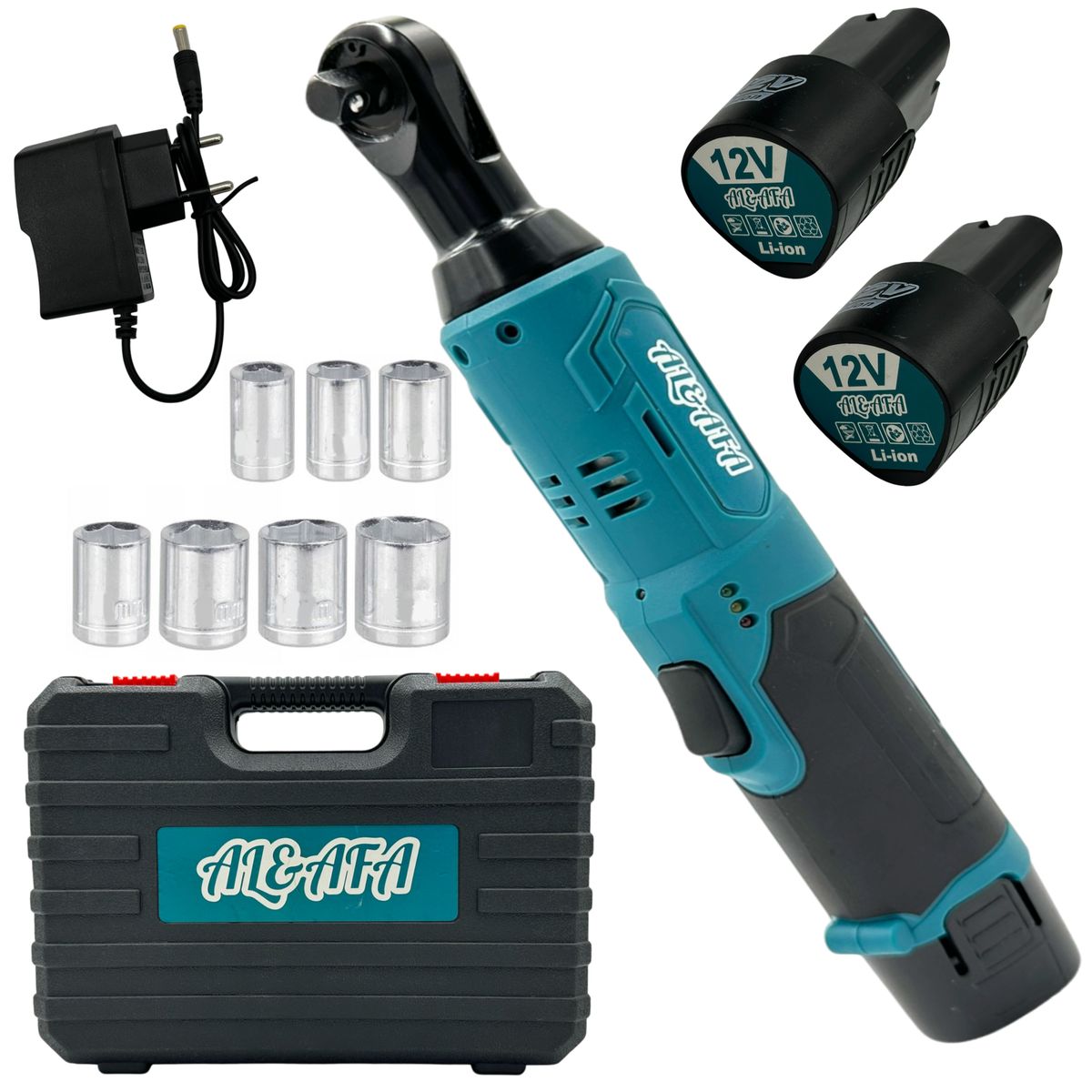 s-zoom.filetakealot-96344996-1.jpg Al&Afa Cordless Power Ratchet Wrench Set With 2 Battery Packs & 7 Sockets - Image 1