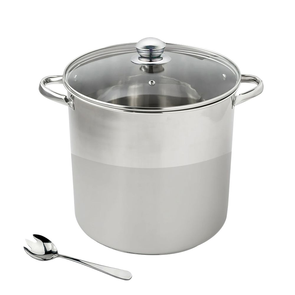 s-zoom.filetakealot-96696573-1.jpg 9Litre - Combo Set Stainless Steel Stock Pot with Stainless Steel Meat Fork - Image 1
