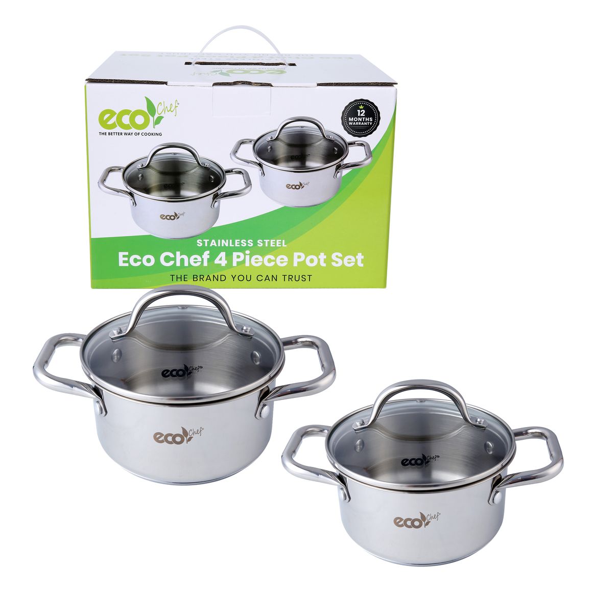 s-zoom.filetakealot-96730888-1.jpg Eco Chef Stainless Steel 4 Pc Pot Set withids - Image 1