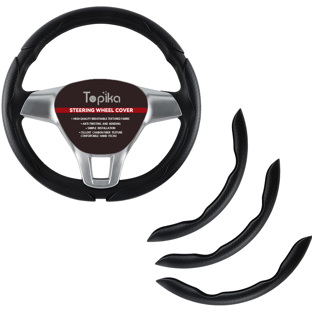 s-zoom.filetakealot-96835249-1.png Topika- 3 x Carbon Fibre Steering Wheel Cover, Non-Slip Universal Protector - Image 1