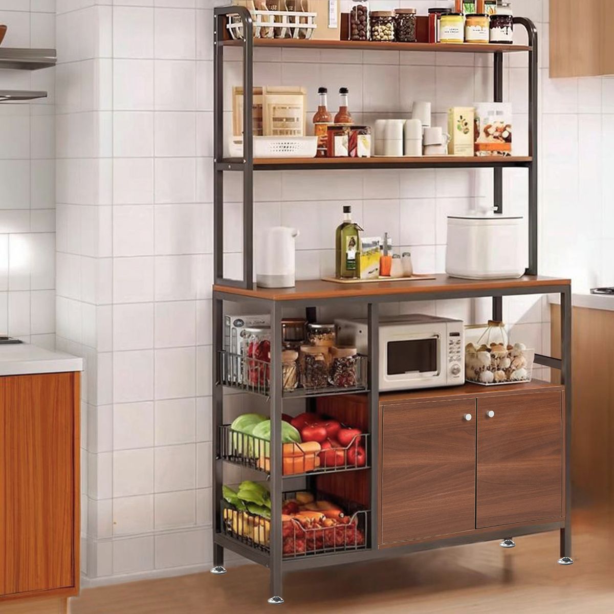 s-zoom.filetakealot-97285257-1.jpg Storage Rack Kitchen Shelf Organizer Microwave Oven Stand Coffee Station - Image 1