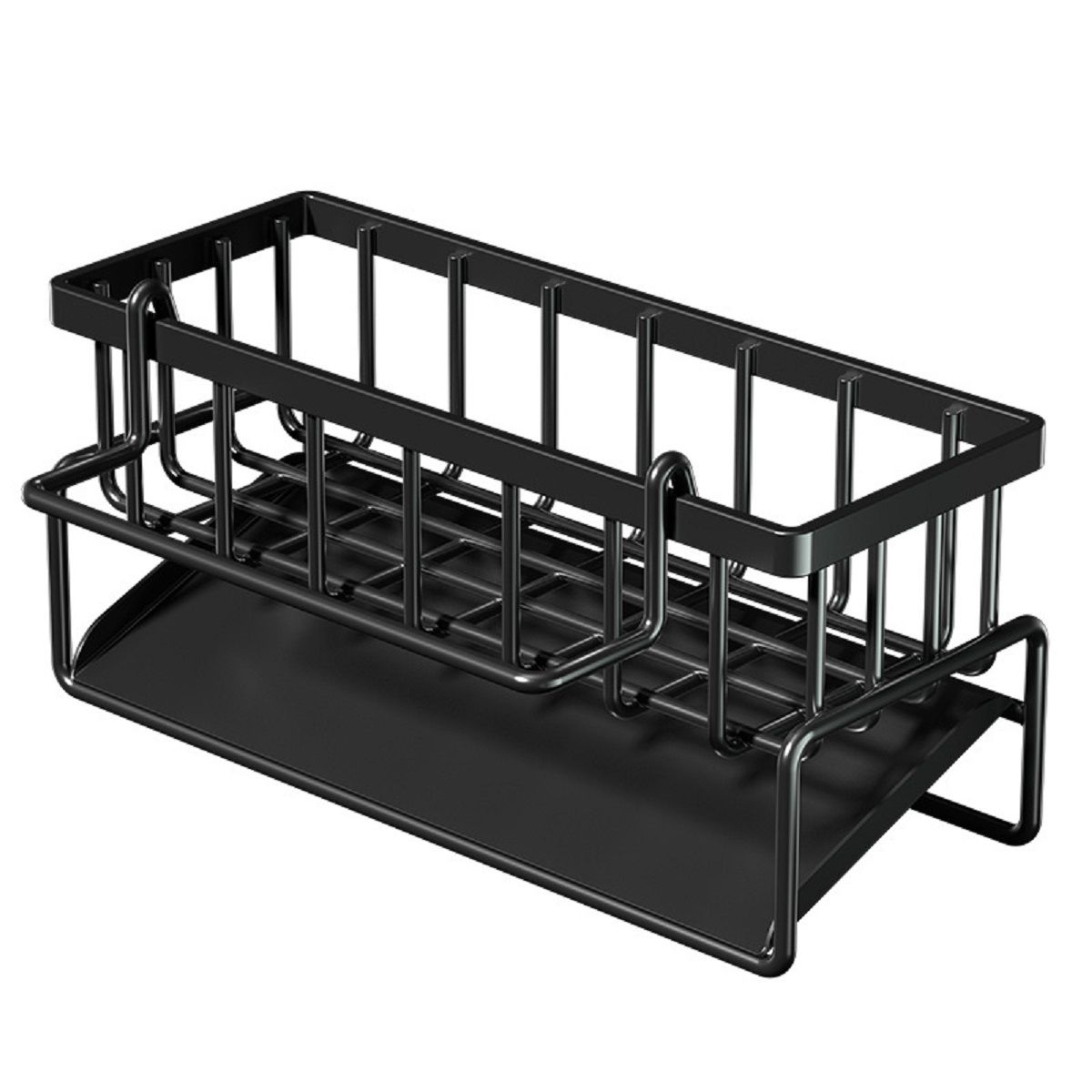 s-zoom.filetakealot-97468307-1.jpg Kitchen Sink Organizer Rack Sponge Holder Metal Sink Sponge Holder - Black - Image 1