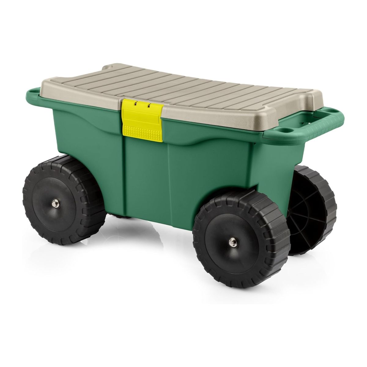 s-zoom.filetakealot-97486208-1.jpg Rolling Garden Cart with Seat - Plastic Storage with Bench and Interior - Image 1
