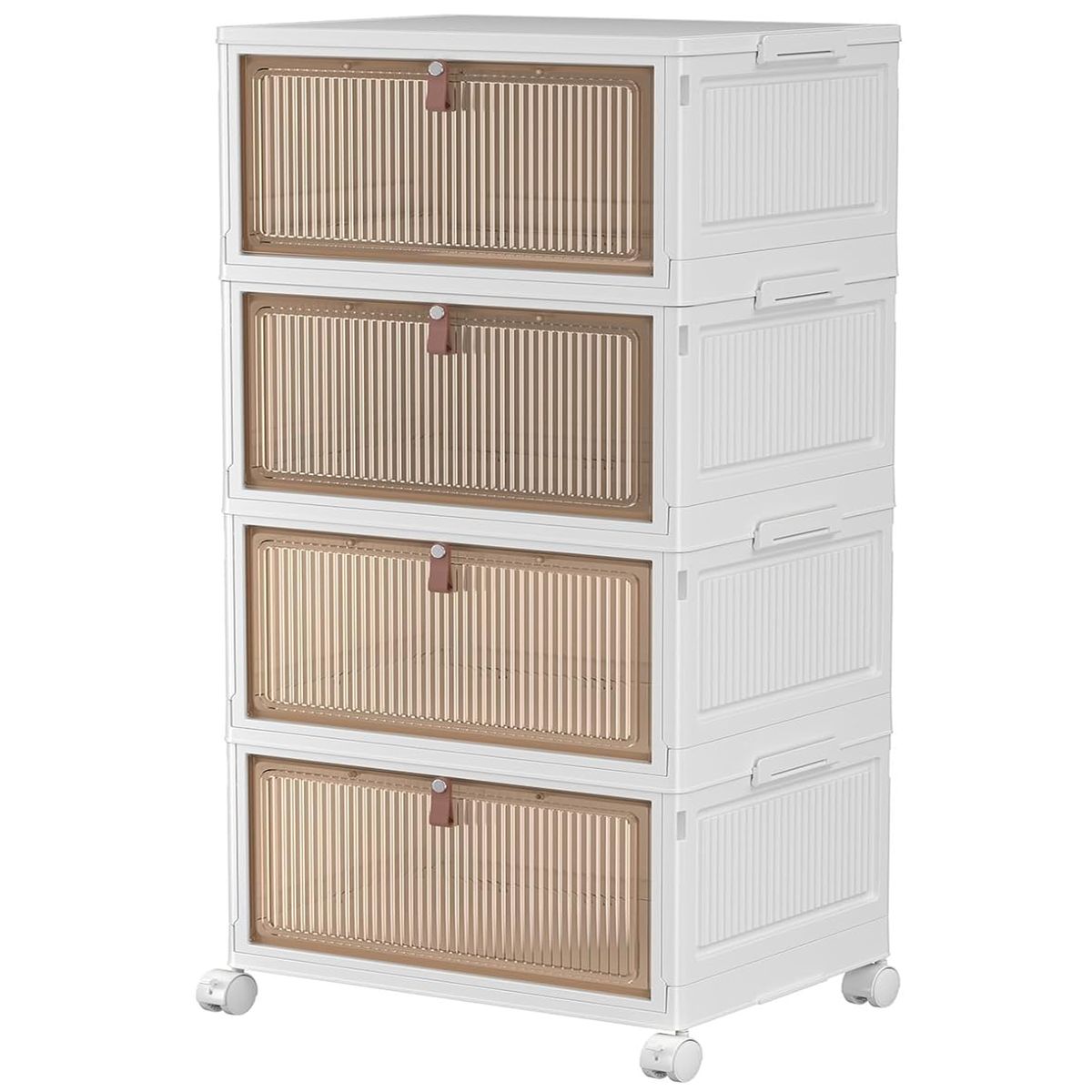 s-zoom.filetakealot-97588576-1.jpg 4 Tier Heavy Duty Foldable Closet Organizer Storage Boxes with Lid Wheels - Image 1